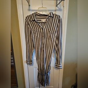 Ava & Viv Black and Grey Striped Dress